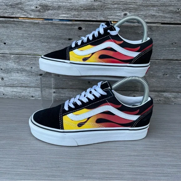 靴 Vans Old Skool Flame \"Black/True White\" Vans Old Skool Flame Black True White Men's - VN0A4U3BXEY - US